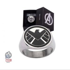 Men’s stainless steel S.H.I.E.L.D logo ring